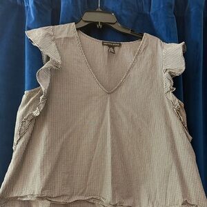 Saks Fifth Avenue Tan Ruffled Relaxed Blouse